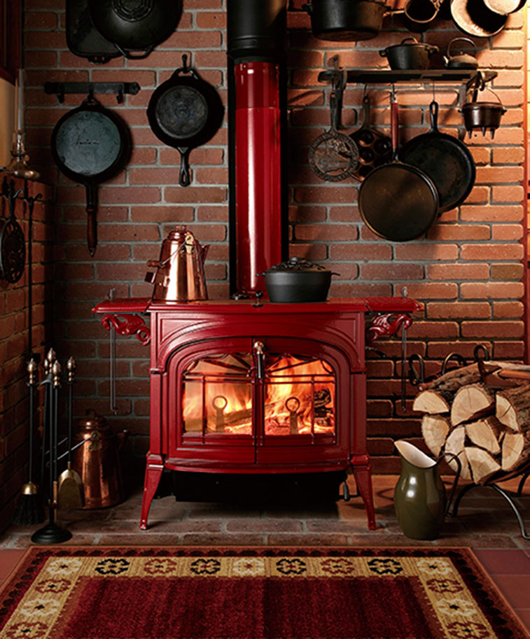 Vermont Castings Defiant two in one Stove in Black or Bordeaux